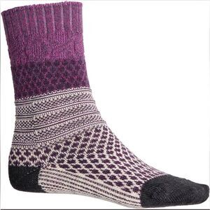 SmartWool XL Women’s Purple Gray Ivory Everyday Popcorn Merino Wool Blend Socks